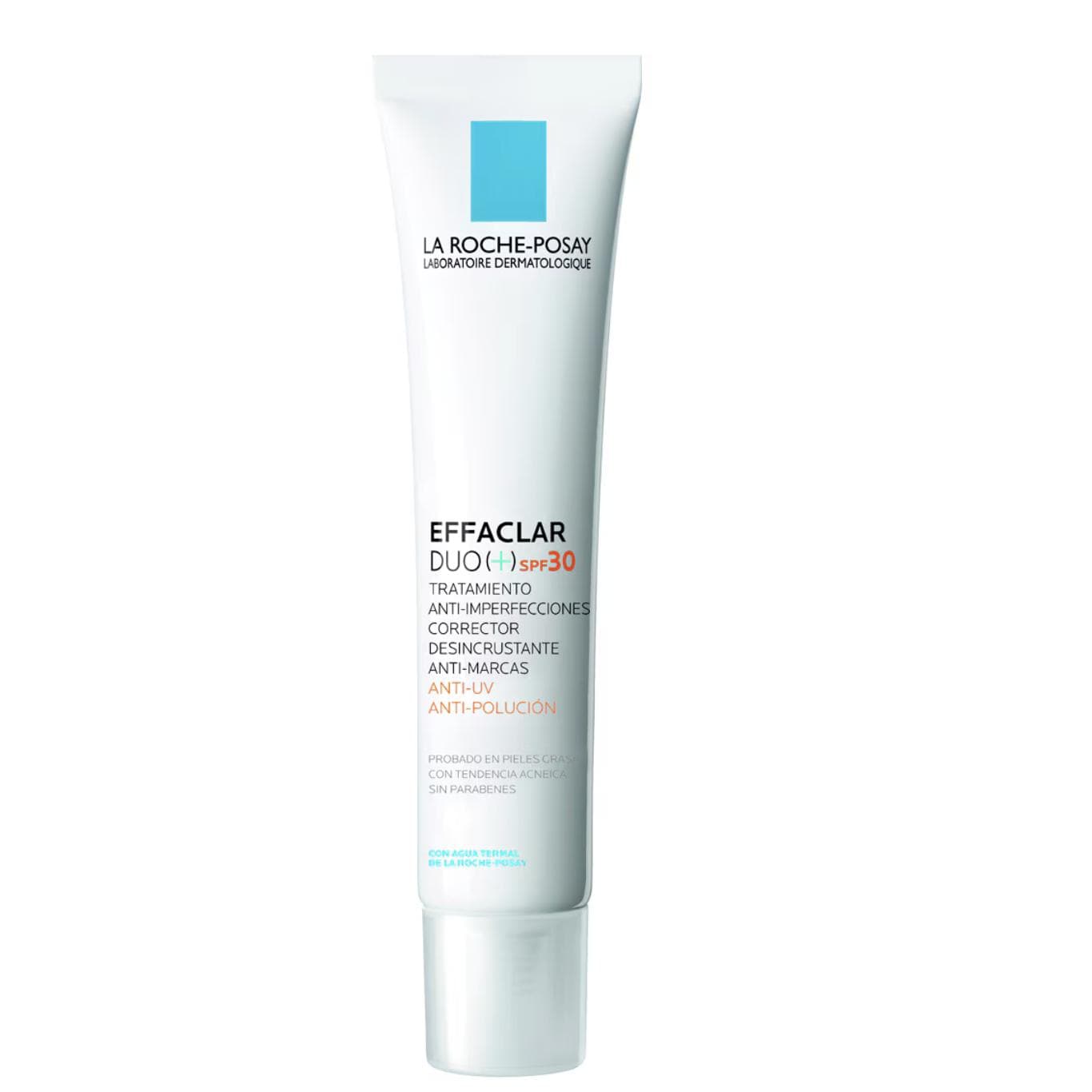 La Roche-Posay - Crema EFFACLAR DUO(+) SPF30 para piel grasa, desobstruyente y correctora de imperfecciones y marcas, con protección solar facial, dermatológicamente probada y no comedogénica