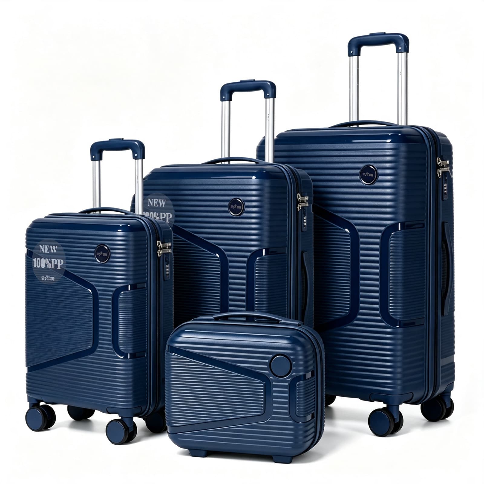 S7 STAR Conjunto de Maletas de Viaje Elegantes: Carcasa Ligera de PP, Cerradura Numérica, 4 Ruedas Giratorias 360°, Asa Telescópica de Aluminio Juego de Maletas Set Trolley Maleta Cabina,Juego de 4 Maletas Trolley Maleta,Maleta Grande 23 Kilos