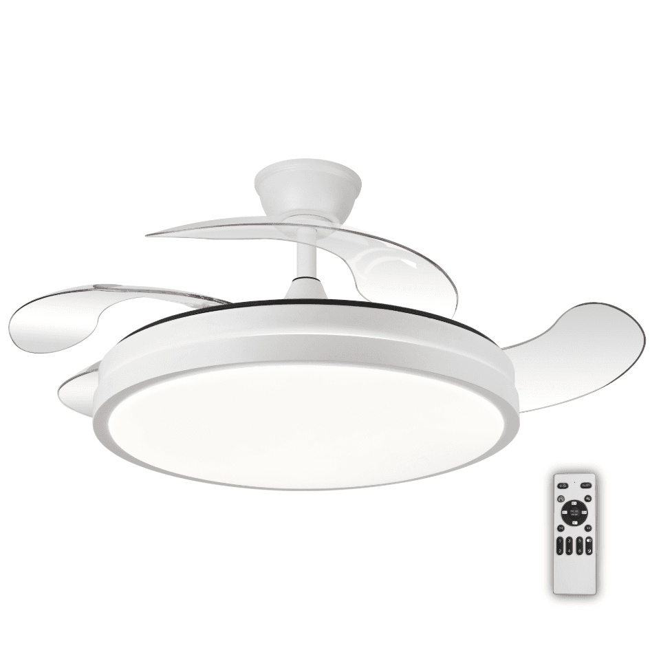 Ventilador de Techo TOP VENTAS ASPAS INVISIBLES Ultra Silencioso 82w en total Modo lámpara Luz LED 50W 6200 Lm con Máxima Iluminación (3 tonos), Motor DC 32W 6 Velocidades, Memoria de Color, Mando a Distancia y Temporizador - Diseño elegante