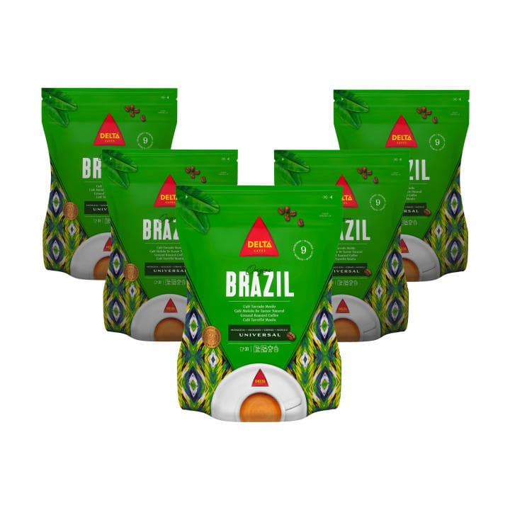 Delta Brasil - Pack Café Molido Natural Origen Brasil 5 uds x 220 gr - Dulce y Afrutado