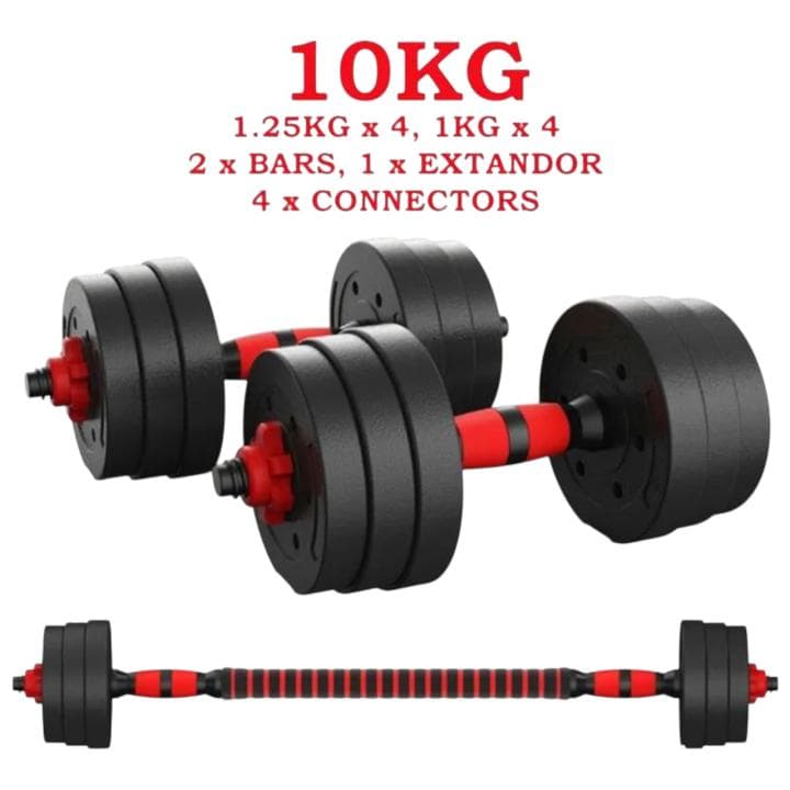 Mikomika Juego de Mancuernas Ajustables 2 en 1, 10-30kg con Barras de Conexión, Set Multifuncional para Gimnasio en Casa