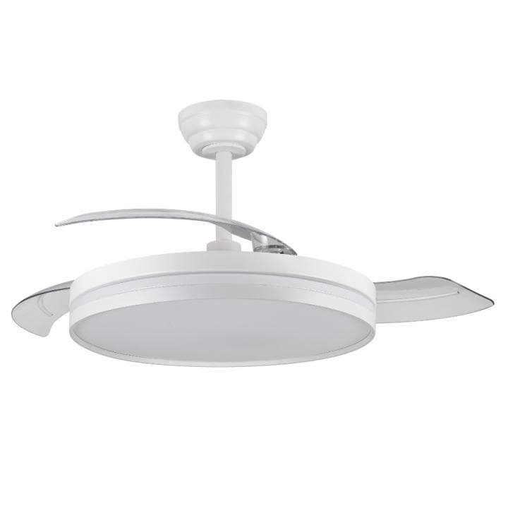 NOVEDAD aspas en acabado MATE, ventilador con motor DC 7 velocidades funcion brisa, Tecnología Led 48W sistema CCT 5040 Lúmenes, Control remoto, temporizador, luz regulable en color e intensidad, Memoria motor verano/invierno ultra silencioso