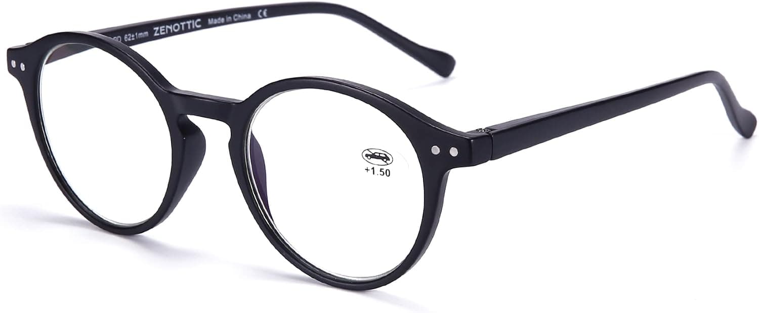 ZENOTTIC Gafas de Lectura de Bloqueo de Luz Azul Lentes Antirreflejos Gafas Retro de Ligero Marco Redondo para Hombres y Mujeres Aumentos 0.0 1.0 1.5 2.0 2.5 3.0 3.5