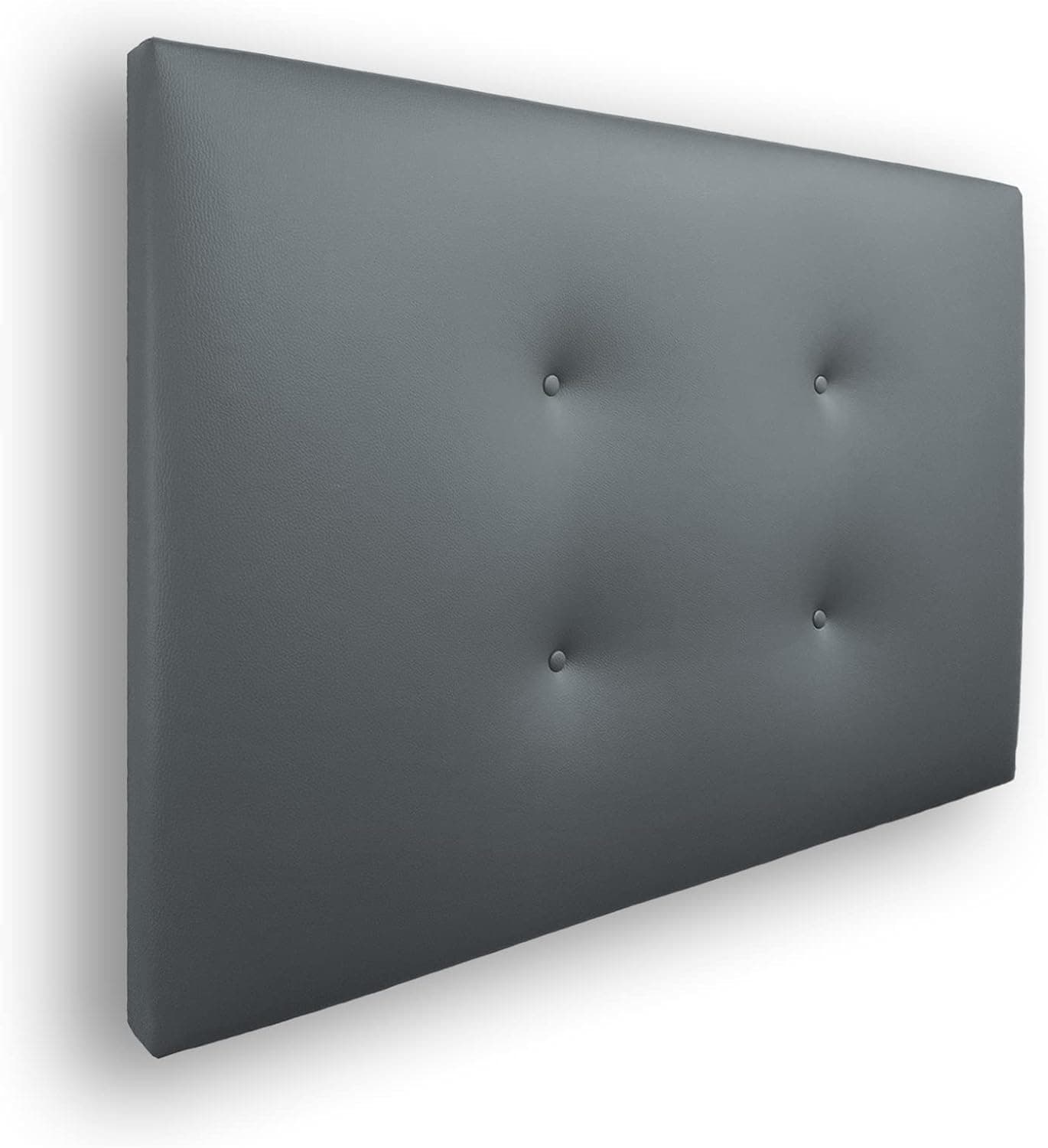 Silcar Home - Cabecero de Cama Carlo 105 Gris Oscuro - Estructura de Madera, Tapizado en Polipiel, Diseño Moderno con Dos hileras Botones, Fácil Instalación - Polipiel Gris Oscuro, 105 cm