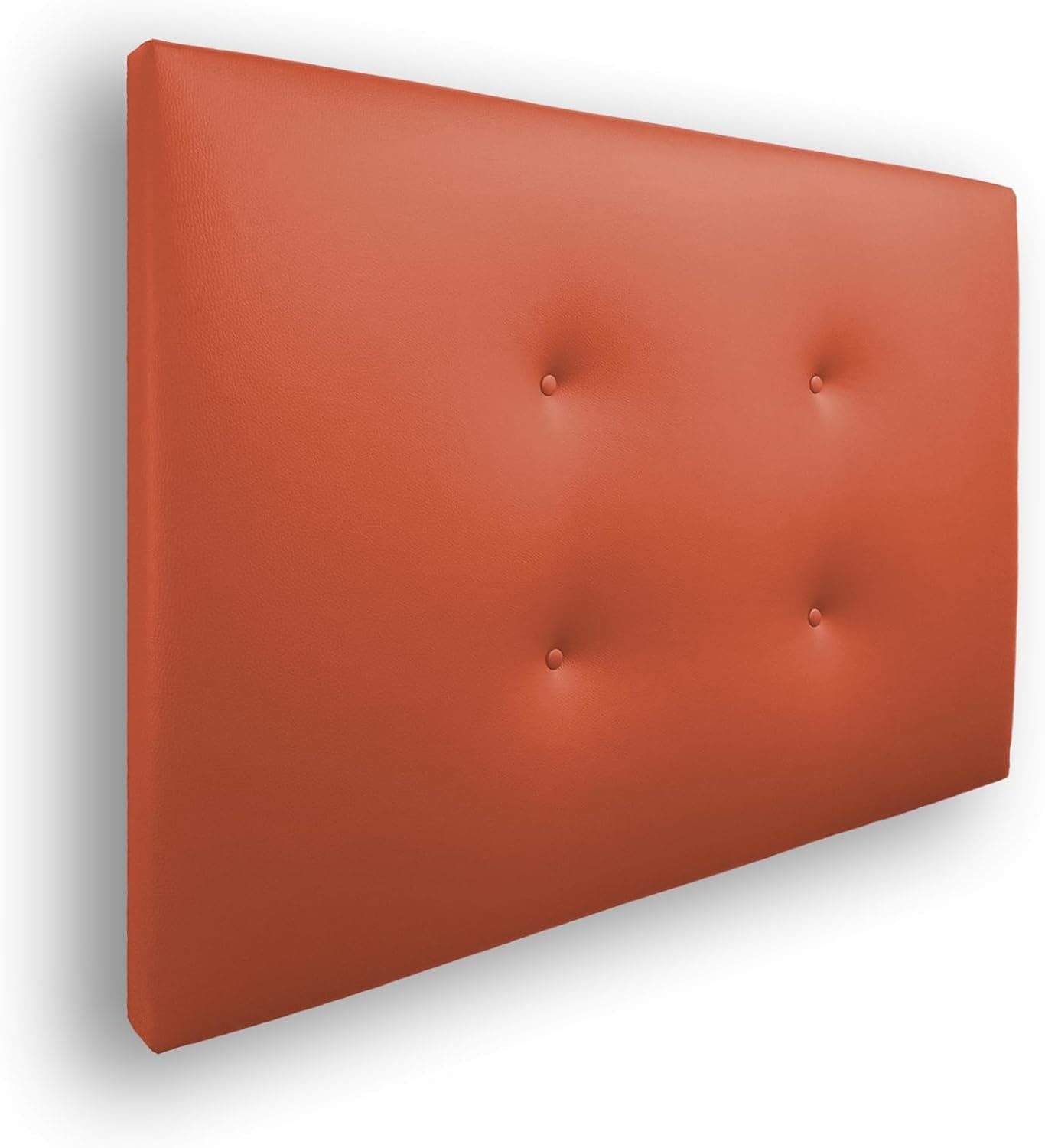 Silcar Home - Cabecero de Cama Carlo 105 Naranja - Estructura de Madera, Tapizado en Polipiel, Diseño Moderno con Dos hileras Botones, Fácil Instalación – Polipiel Naranja, 105 cm