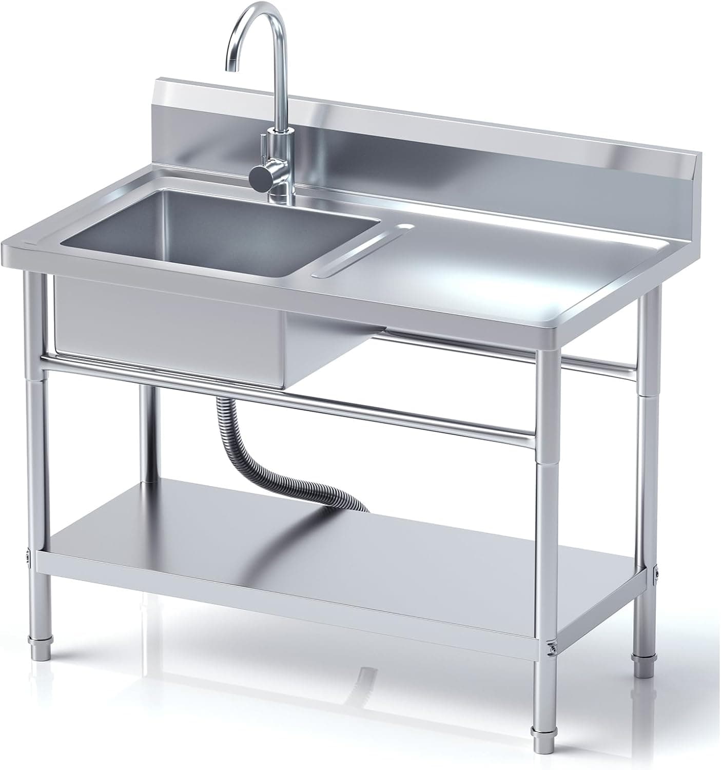 RiveraSink Fregadero Inox Autoportante 100x55x80 cm con Encimera