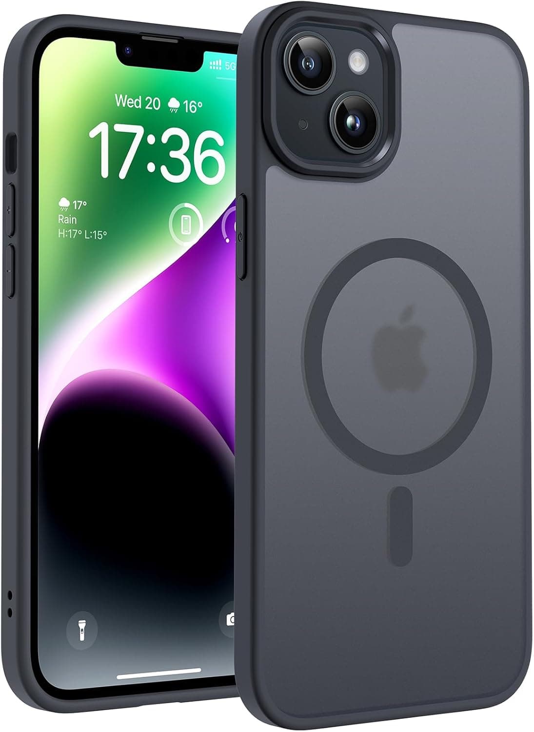 TOCOL Funda para iPhone 14 Plus, Compatible con MagSafe, Titanio Negro