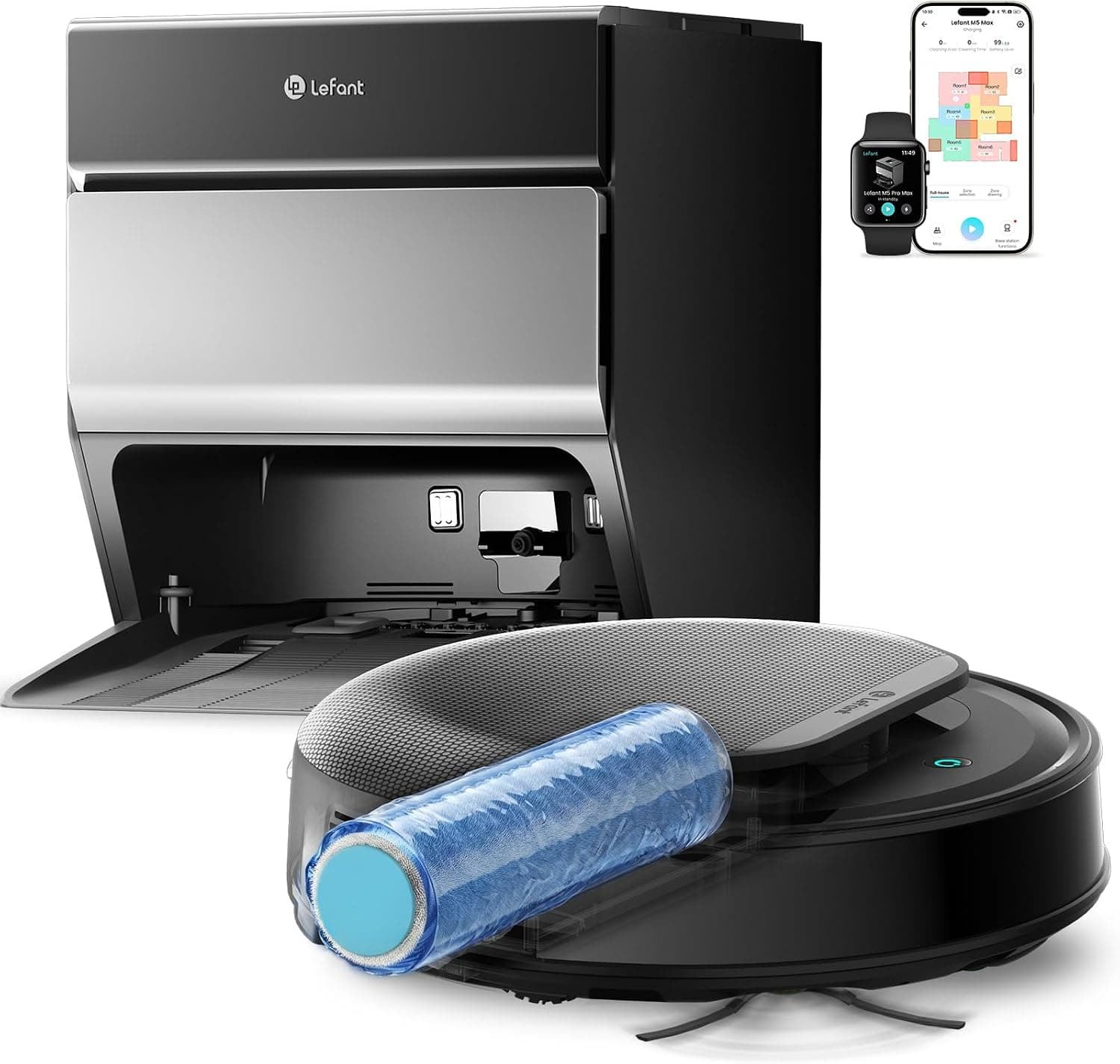 Lefant M5 MAX Robot Aspirador y Fregasuelos con Base de Autovaciado