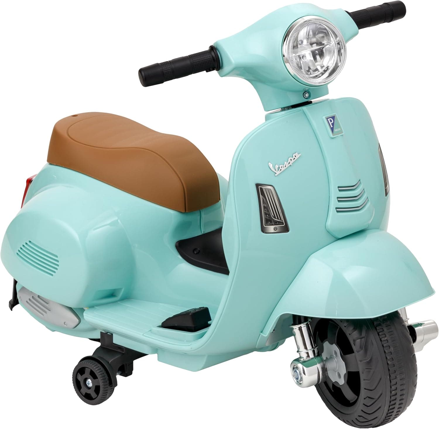Baroni Toys Scooter Eléctrico para Niños con Licencia Oficial, Moto con Ruedas, Manillar, Faros y Bocina, Motor 6V, Velocidad 3 km/h, Interior y Exterior, 61x31x32.5 cm (Tiffany)