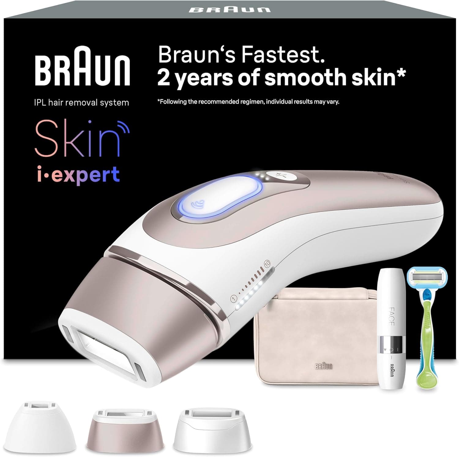 Braun Depiladora Luz Pulsada Skin i·expert Smart IPL, PL7249, Blanco/Bronce