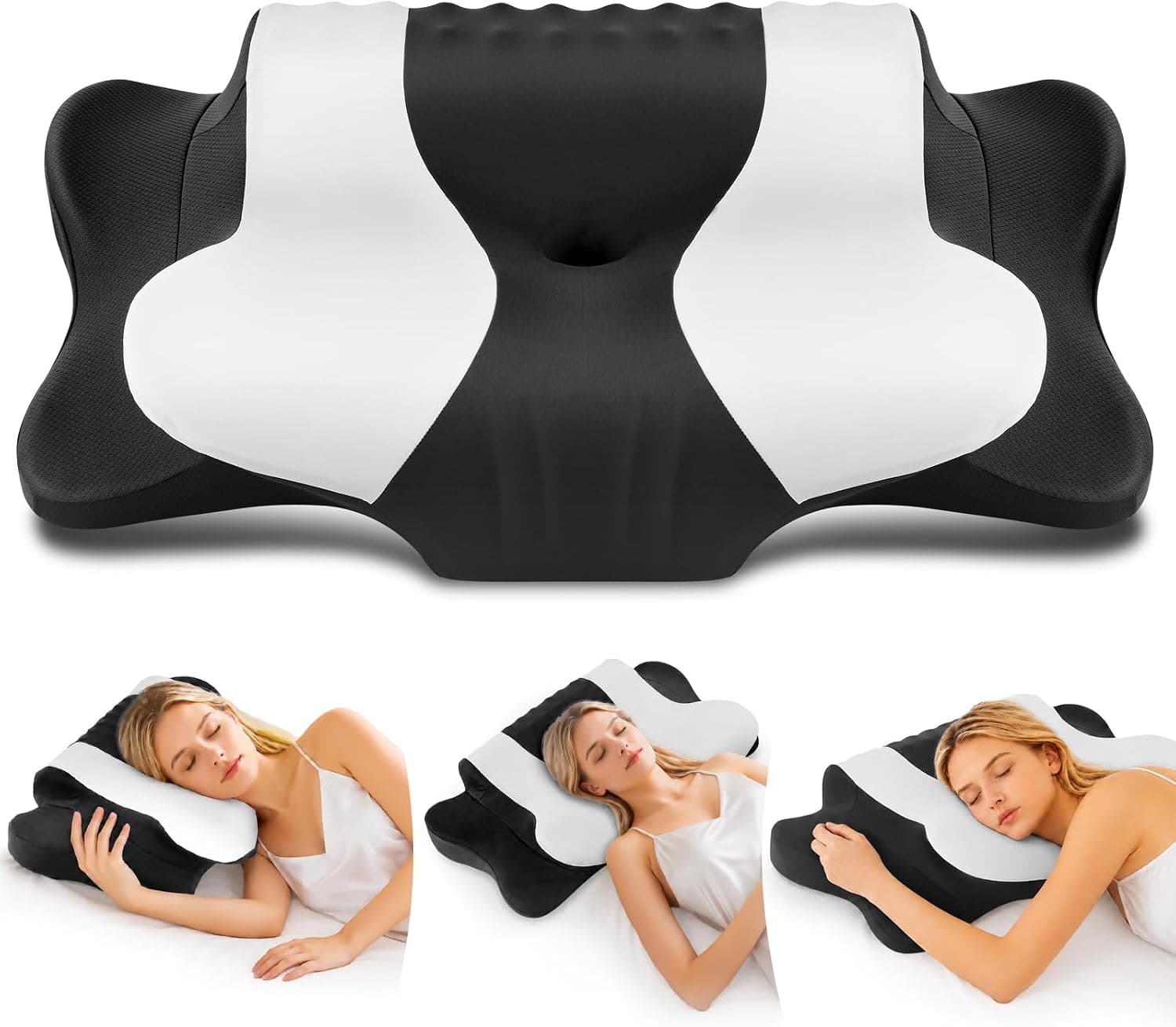 DONAMA Almohada Cervicales y Cuello Memory Foam Mariposa Dormir 2 Alturas
