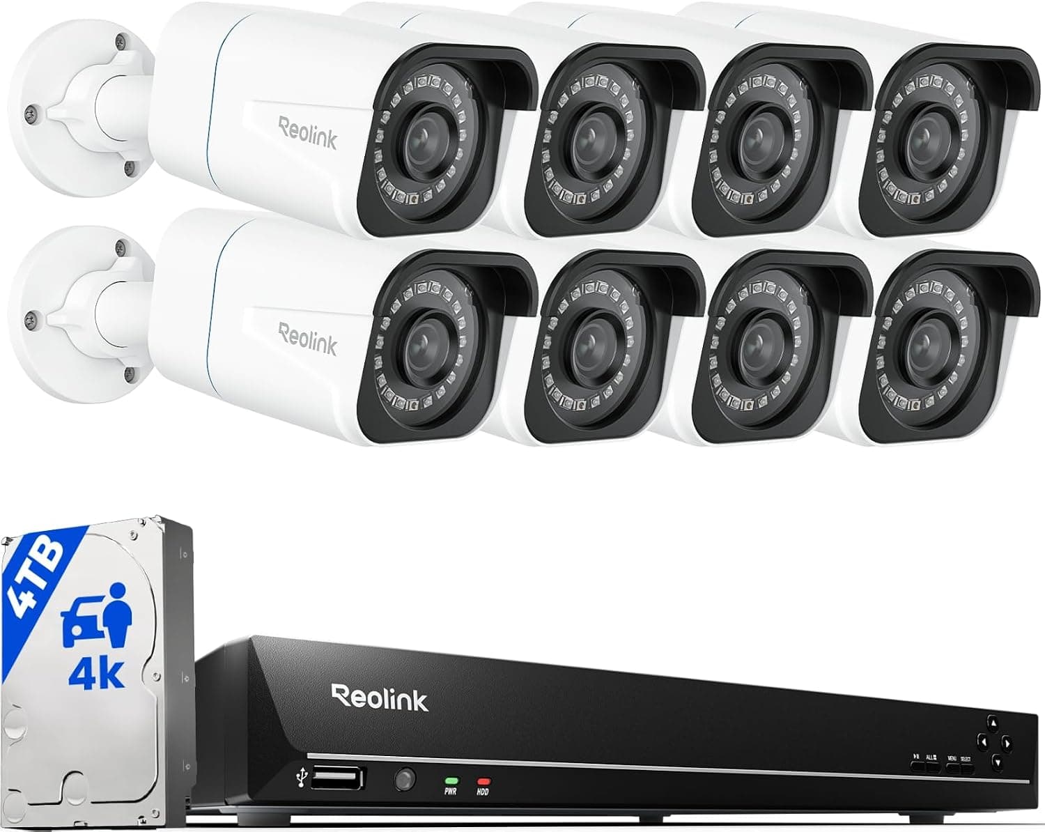 Reolink 8MP Kit Cámaras de Vigilancia PoE, Visión Nocturna, RLK16-800B8