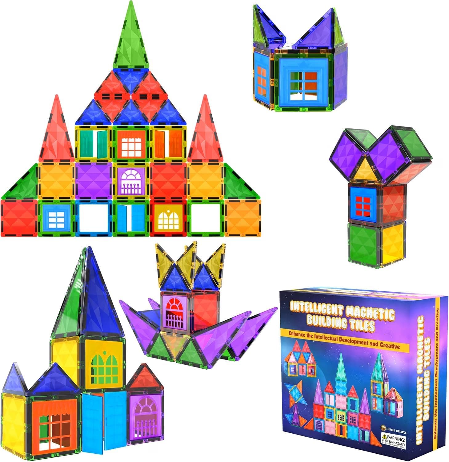 Juguete de Bloques de Construcción Magnéticos – Bloques Magnéticos Educativos Stem para Niños, Aprendizaje Creativo Sensorial Montessori para Bebés y Niños de 3+ Años – 42 Piezas