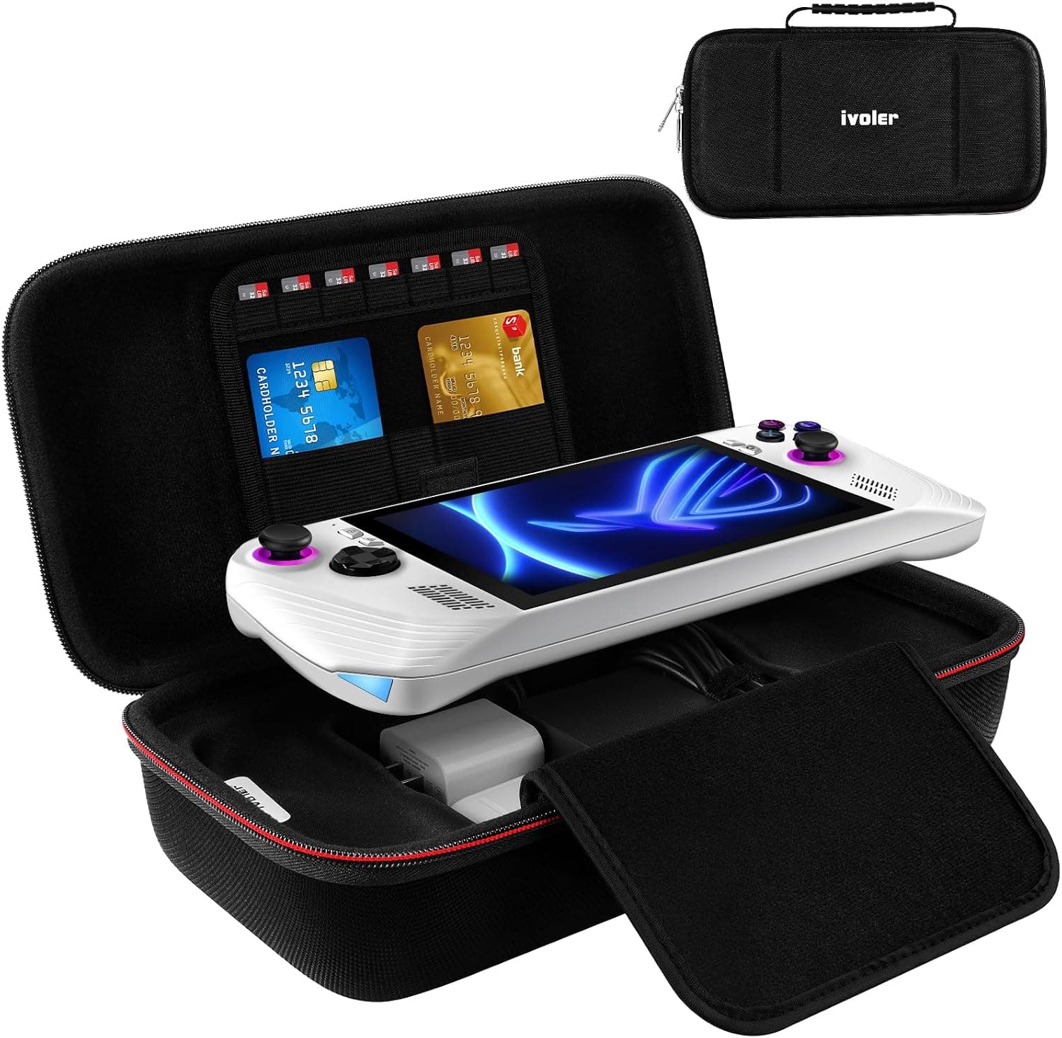 ivoler Funda Compatible con Nintendo Switch 2 2025 / ROG Ally X / ASUS ROG Ally Gaming Handheld 7 Pulgadas 2023, Estuche Dura de Transporte, Carcasa Rígida de Viaje para Consola (Negro)