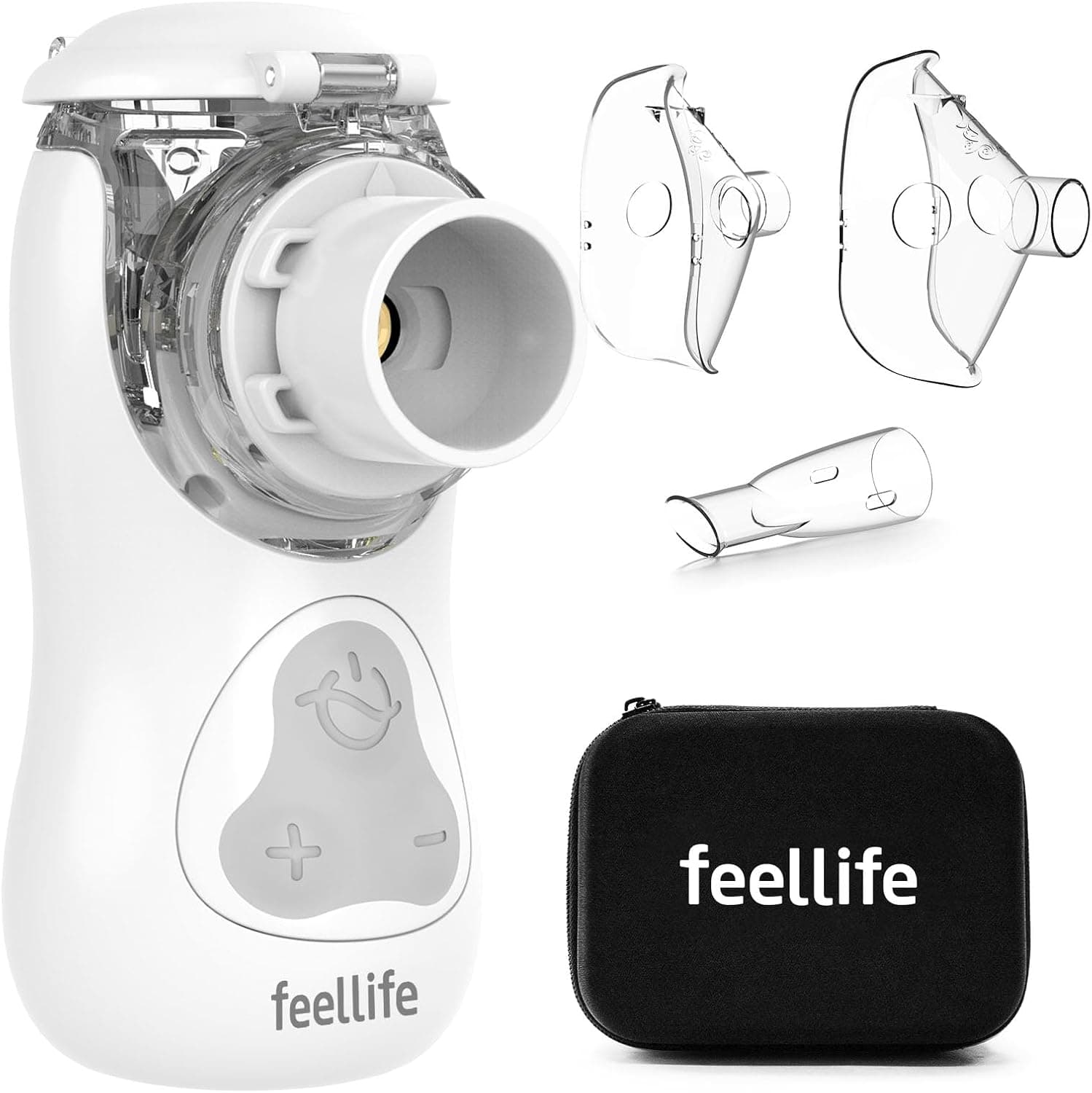 FEELLIFE Nebulizador Portatil Silencioso Tipo C Recargable, Nebulizador Bebés y Adultos Tasa de Atomización Ajustable, Nebulizador para Alivio de la tos, Rinitis y Síntomas Respiratorios