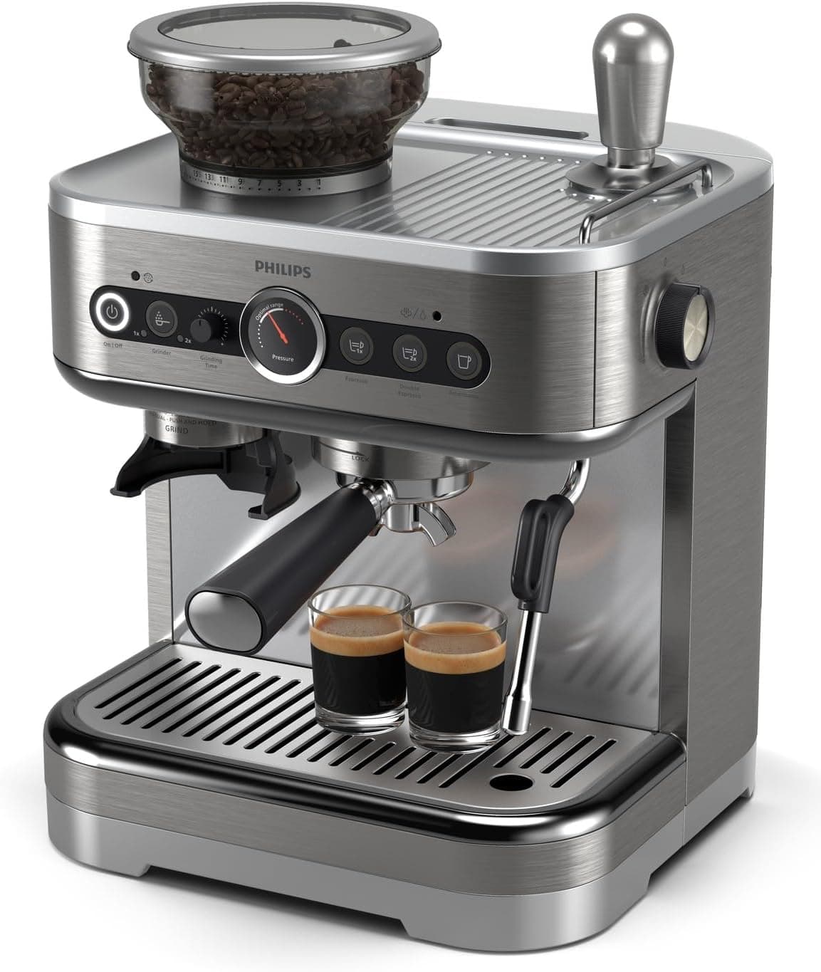 PHILIPS Barista Brew Cafetera Espresso Semiautomática, 250g, Acero Inox