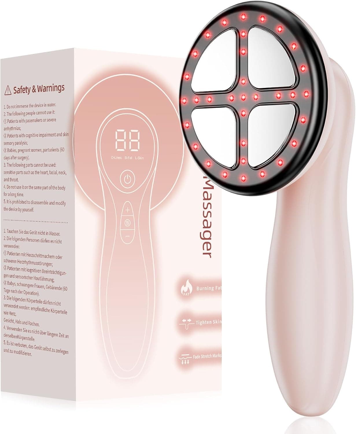 Masajeador Anticelulítico, Celulitis Masajeador Electrico para Masaje de Cintura, Abdomen, Glúteos, Brazos, Piernas y Espalda (Oro Rosa)