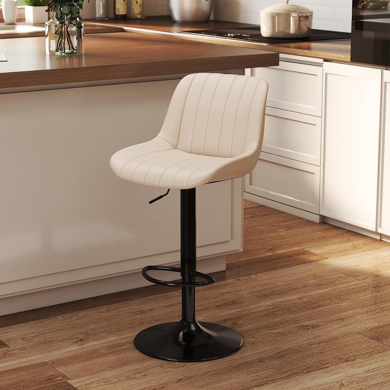 Youhauchair Taburetes Altos de Cocina, Regulable Altura, Beige