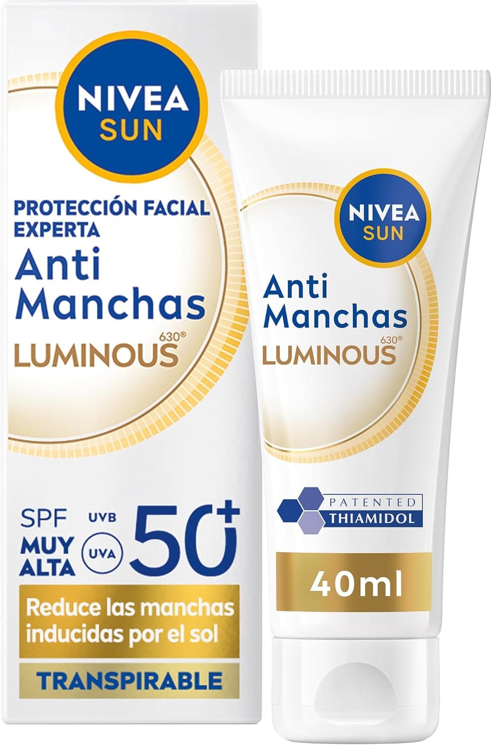 NIVEA SUN Luminous 630 Protector solar facial SPF 50+, 40 ml