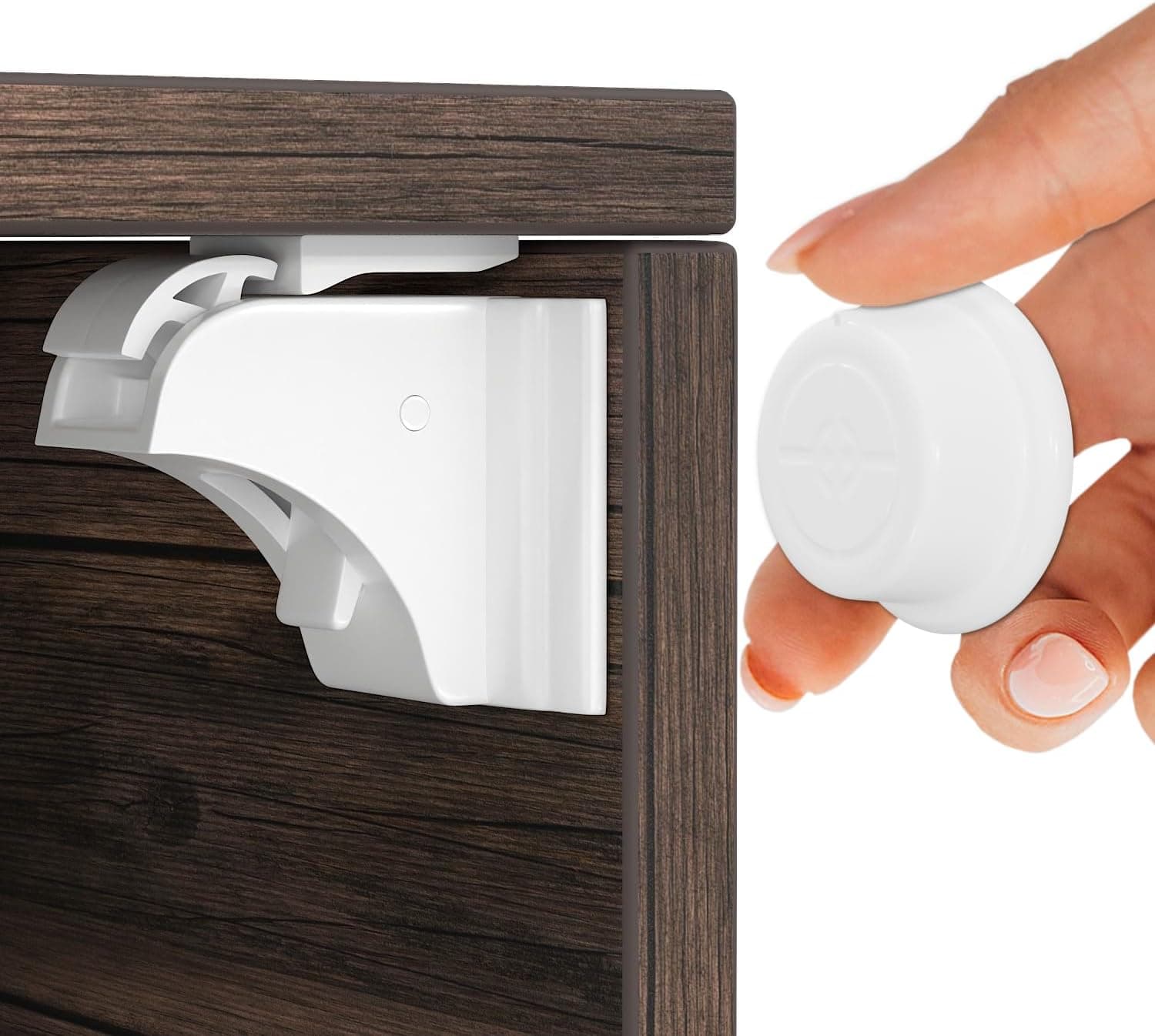 Hoffenbach Cierre Magnético Invisible para Armarios y Cajones – 30 Seguros para Bebés + 6 Llaves – Bloqueo de Seguridad Infantil con Cerradura Magnética – Imanes Adhesivos para Muebles – Blanco