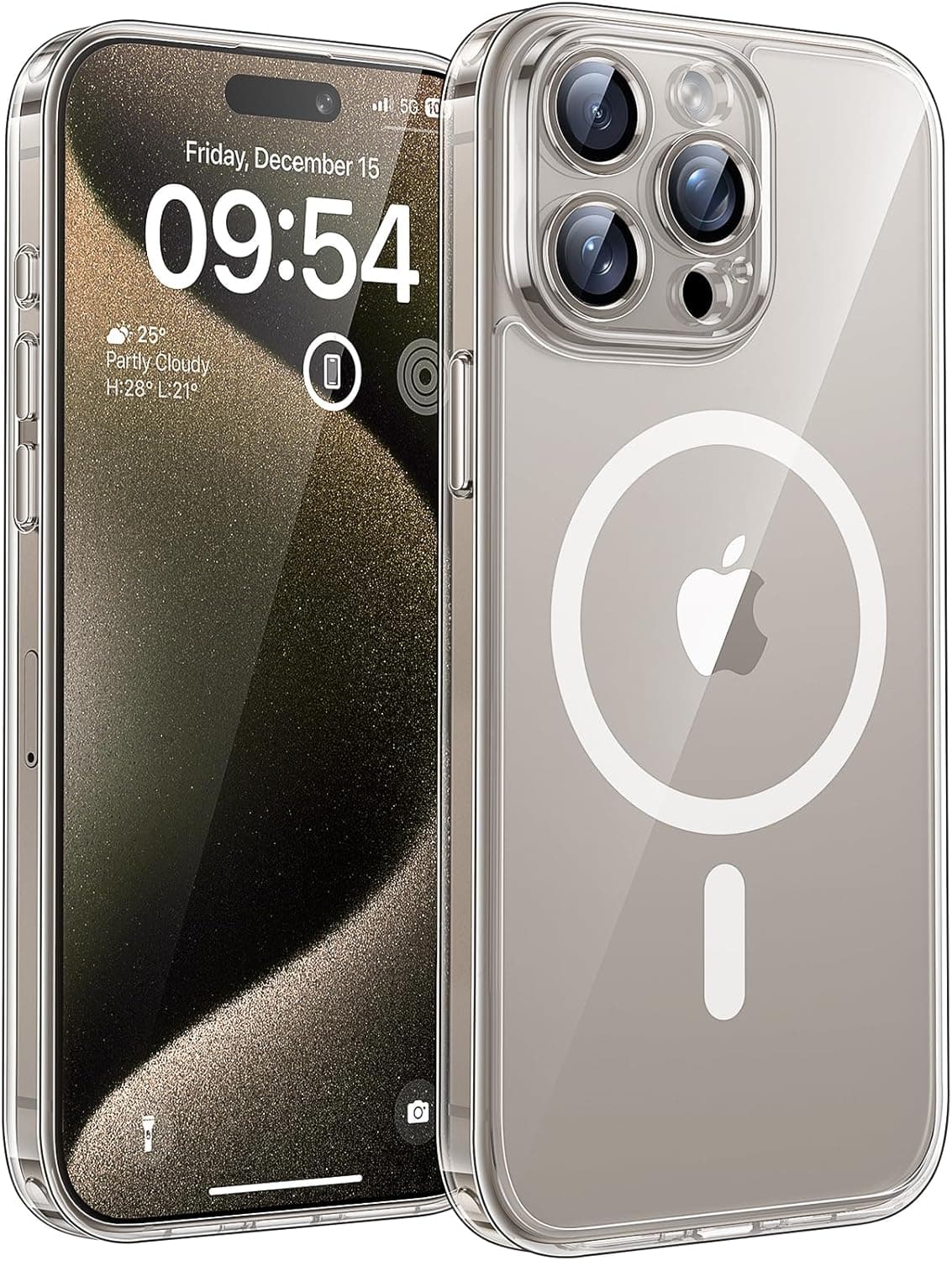 TOCOL Funda para iPhone 15 Pro, Compatible con MagSafe, Transparente