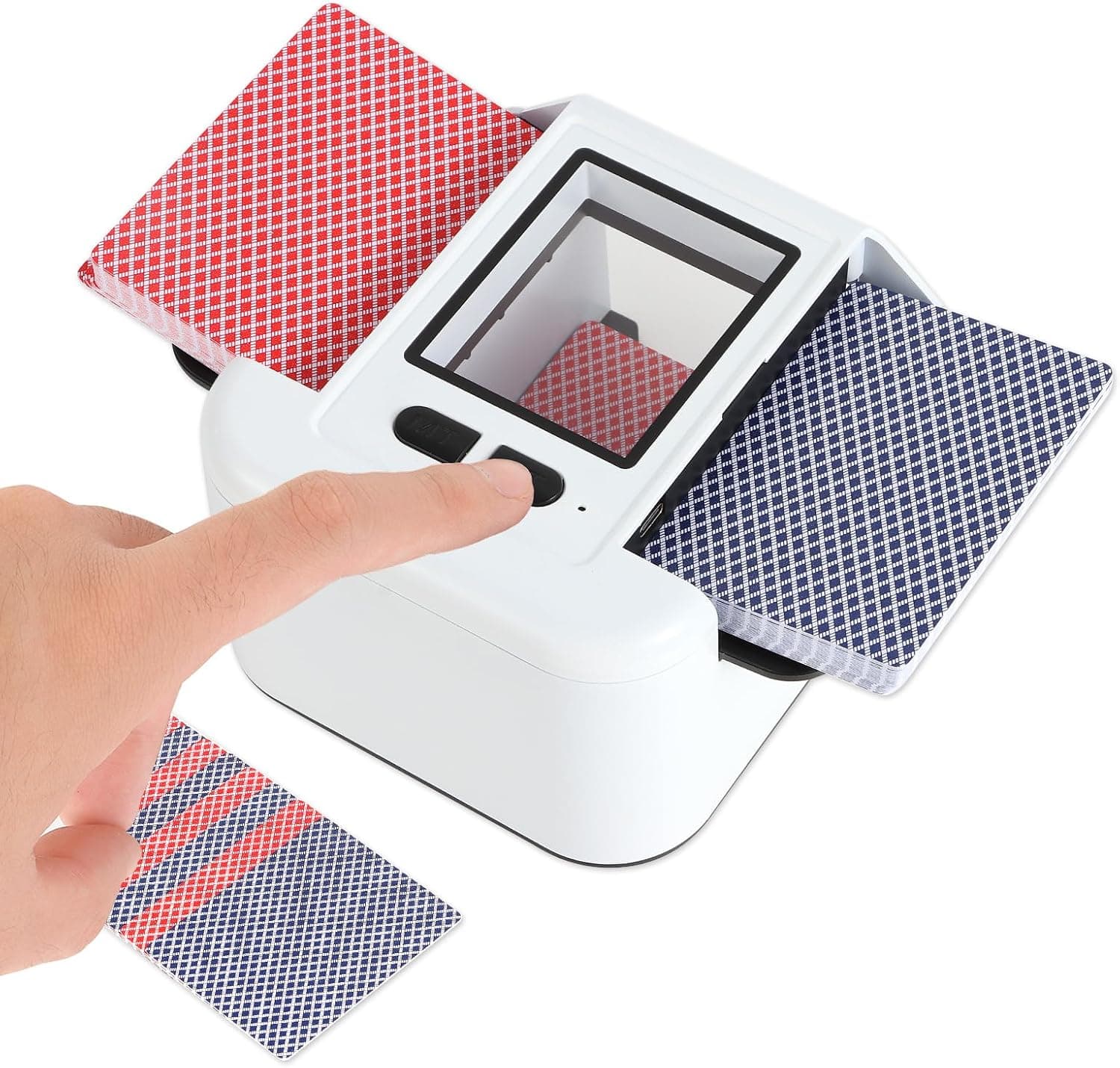 Barajador automático de tarjetas para 1-2 barajas, batería recargable de 2000 mAh, máquina barajadora eléctrica de bajo ruido para UNO, Poker, Phase 10, Skip-Bo y más, portátil y fácil de usar