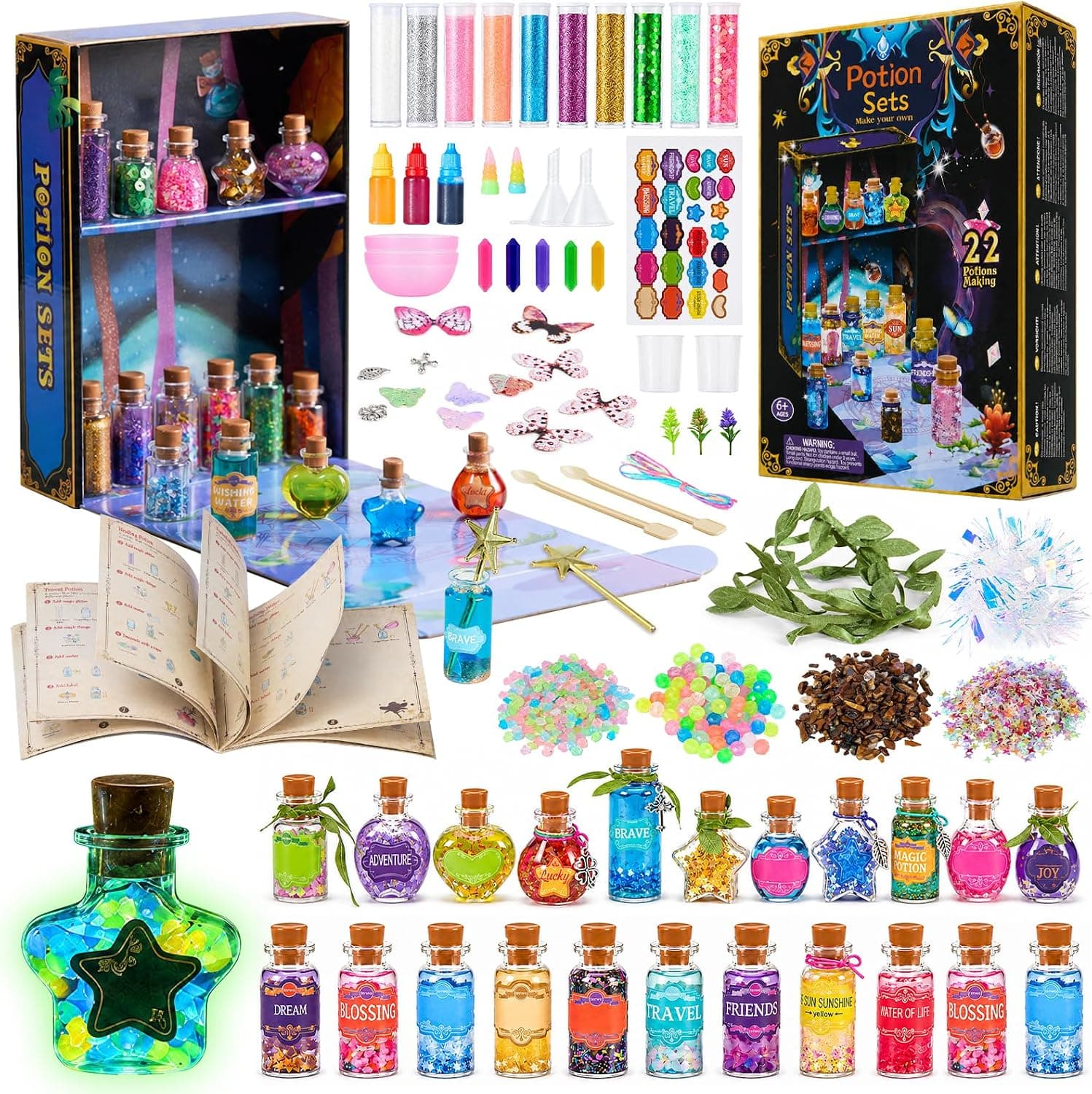 Wothfav Kit de Pociones de Misteriosas para Niños, 22 Botellas de Poción Mágica, Pociones Magicas Niñas, Kit de Manualidades para Niña 6 7 8 9 10 11 12 Años, Regalo Niños para Navidad y Cumpleaños