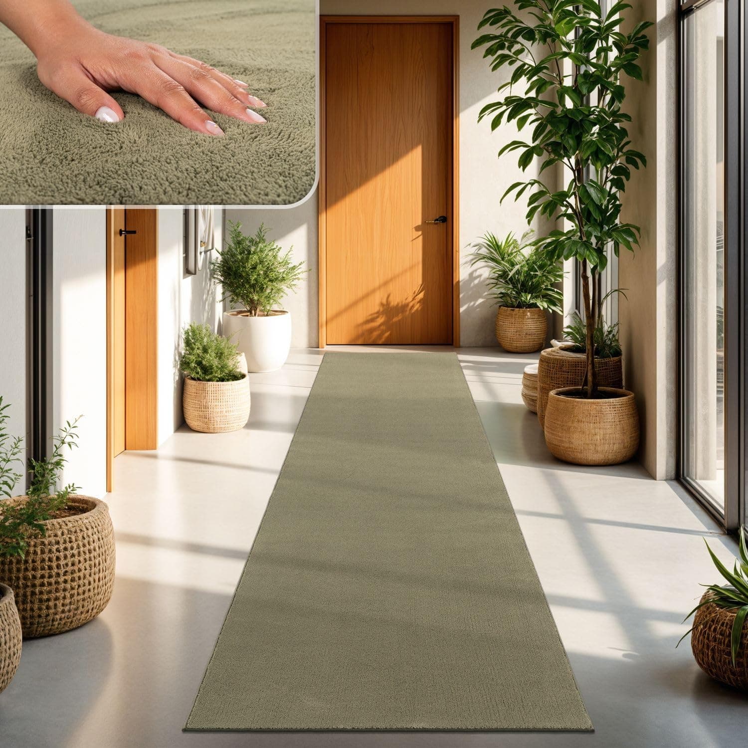 TT Home Alfombra Salón Verde Claro 60x100 cm Lavable y Pelo Corto