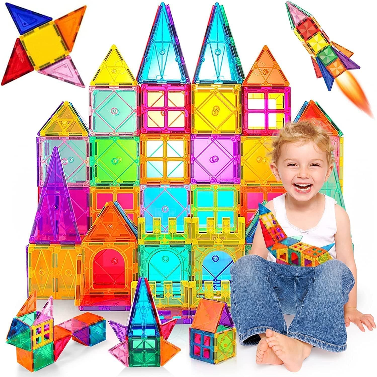 Bloques de construcción magnéticos para niños 80 piezas Bloques de construcción educativos 3D Imanes Juego de niños Juguetes para niños STEMS Creatividad Montessori
