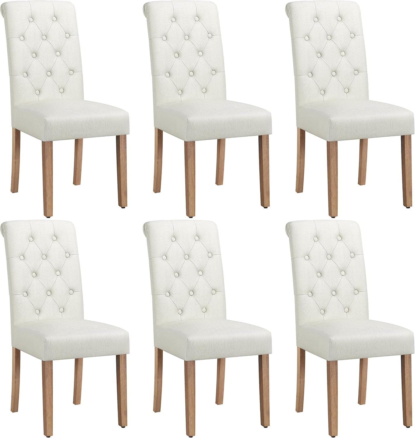 Yaheetech Juego de 6 Sillas de Comedor Silla Acolchada de Tela Beige