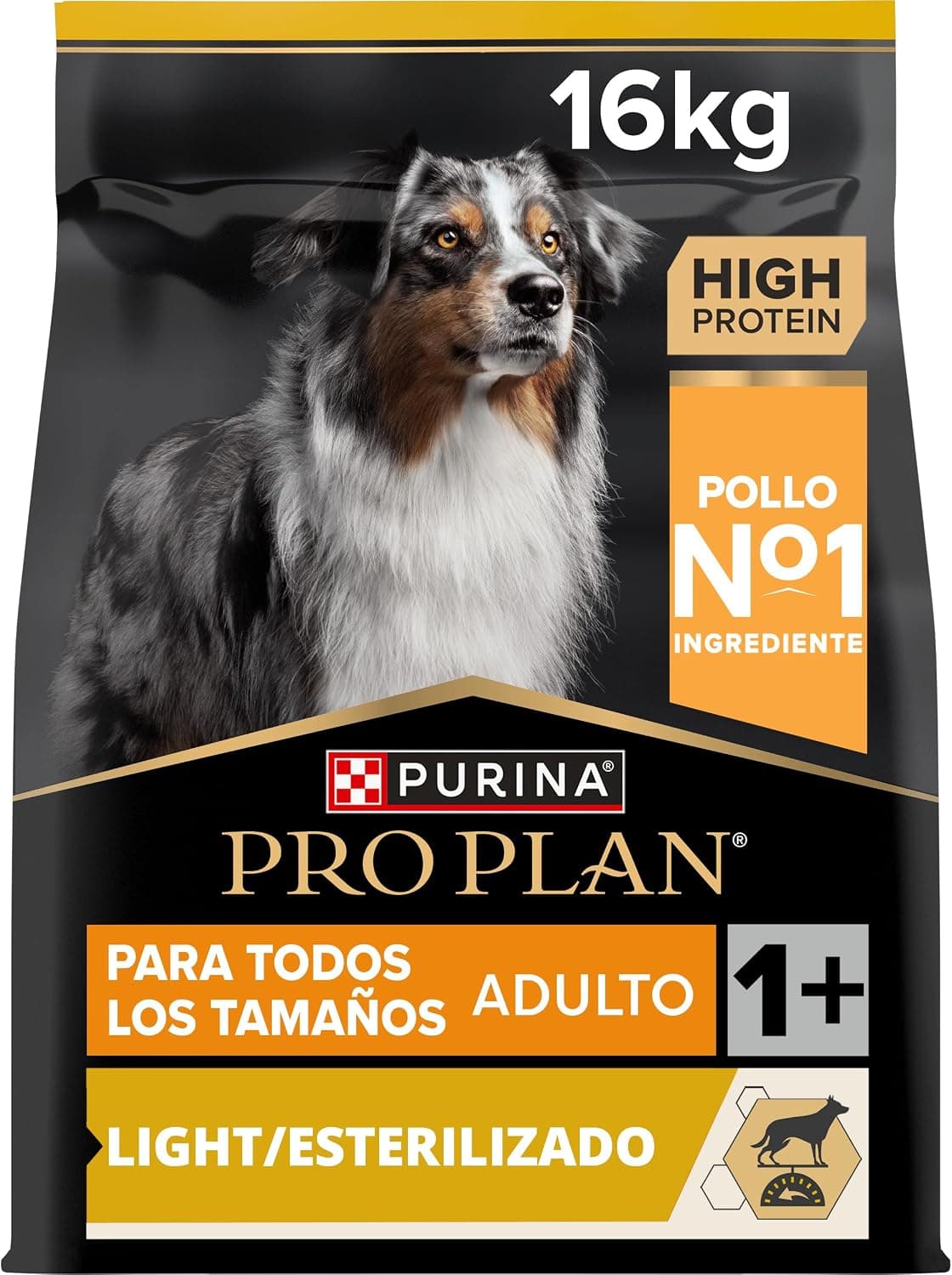 Purina Pro Plan All Size Light/Sterilized Pienso para Perro Adulto Esterilizado, Light, Control de Peso con Pollo, Saco de 16kg