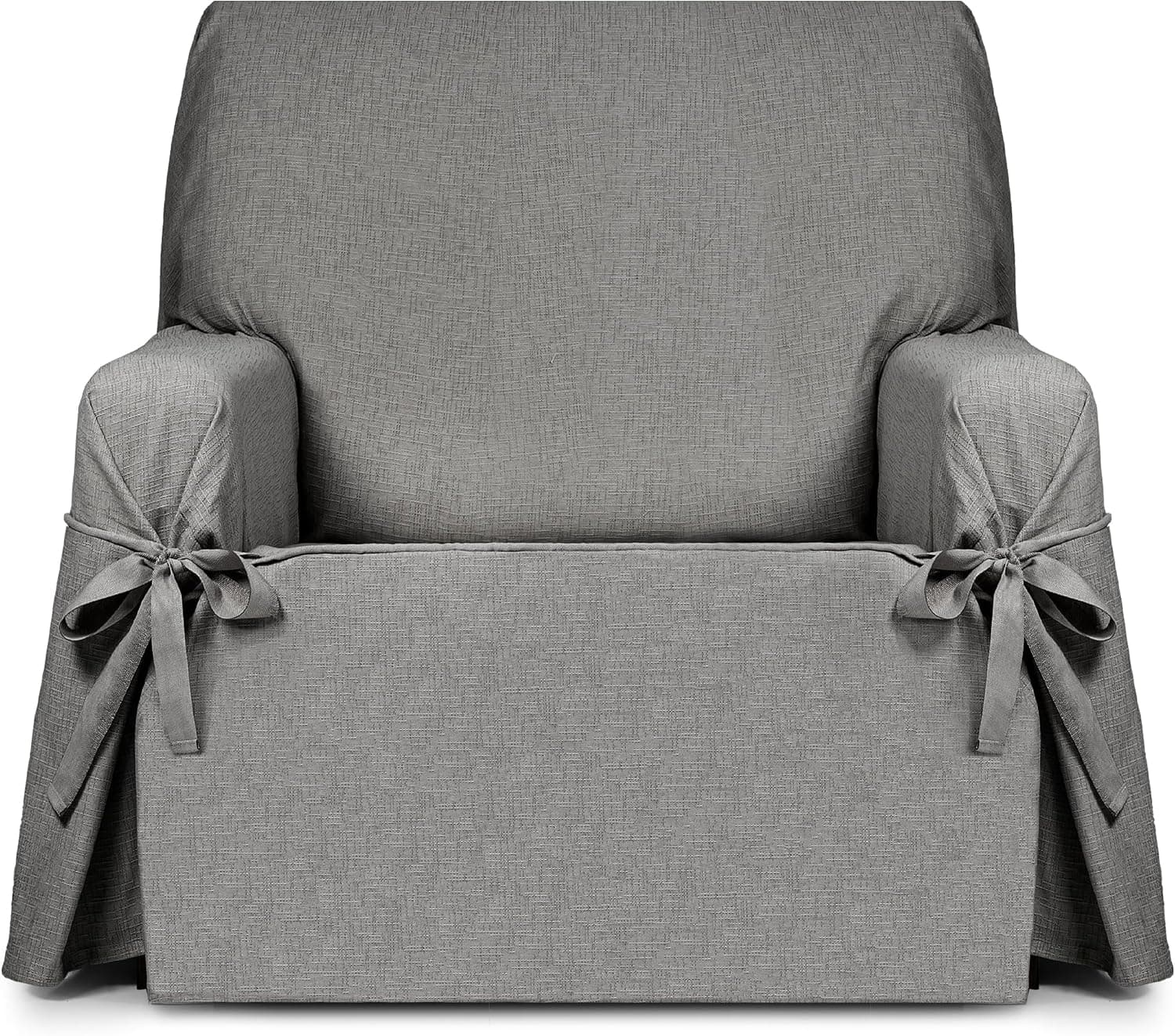 Eysa Genna Funda de sillón Antimanchas 1 Plaza con Lazos, para sillones de 80 cm-120 cm Respaldo orientativamente (Unos 55 cm - 60 cm de sentada del sillón), Negro Beige.