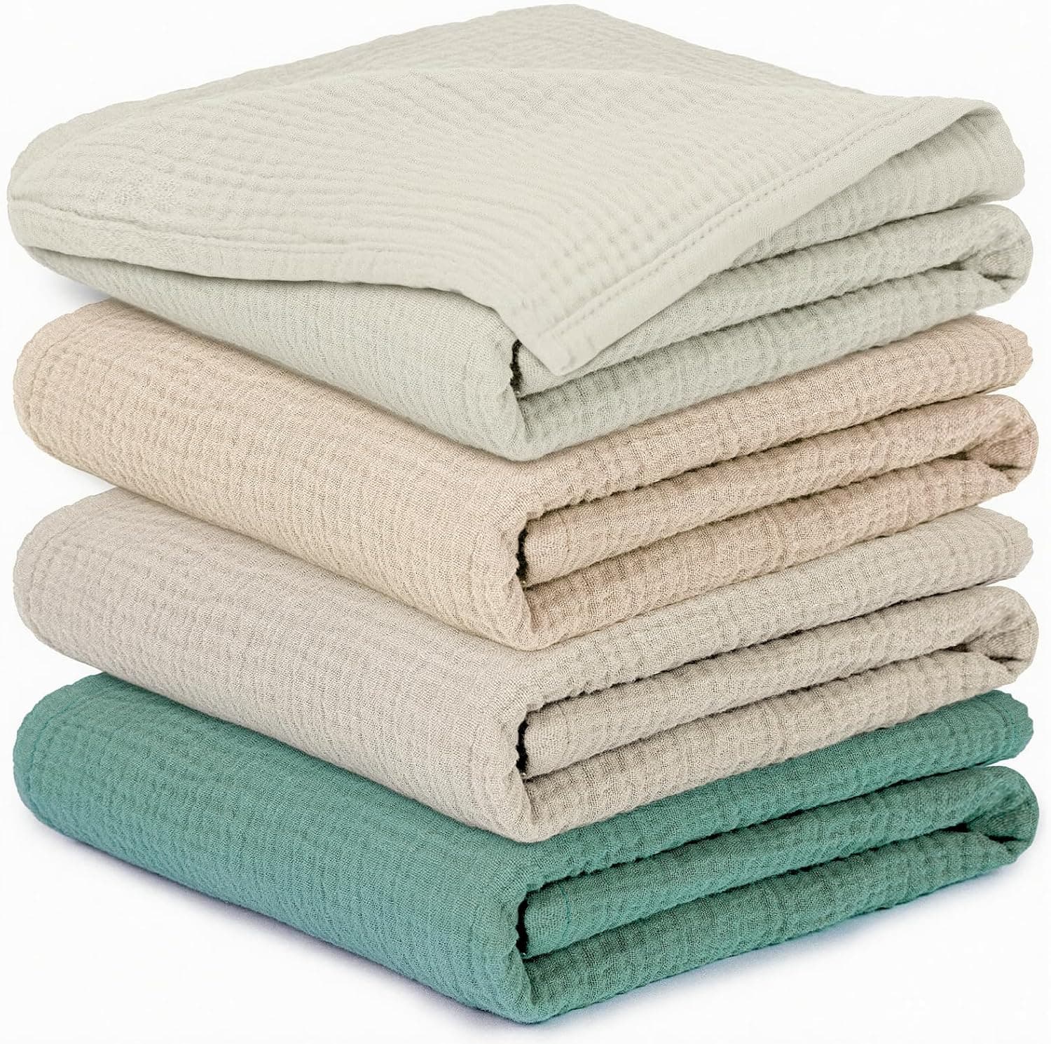 Muselinas Bebe Algodon 60x60 - Paquete de 4 Muselinas Bebe Algodon Suaves, Absorbentes y Amigables, Recién Nacidos, Ideales para Limpiar y Cubrir (Verde Gris)